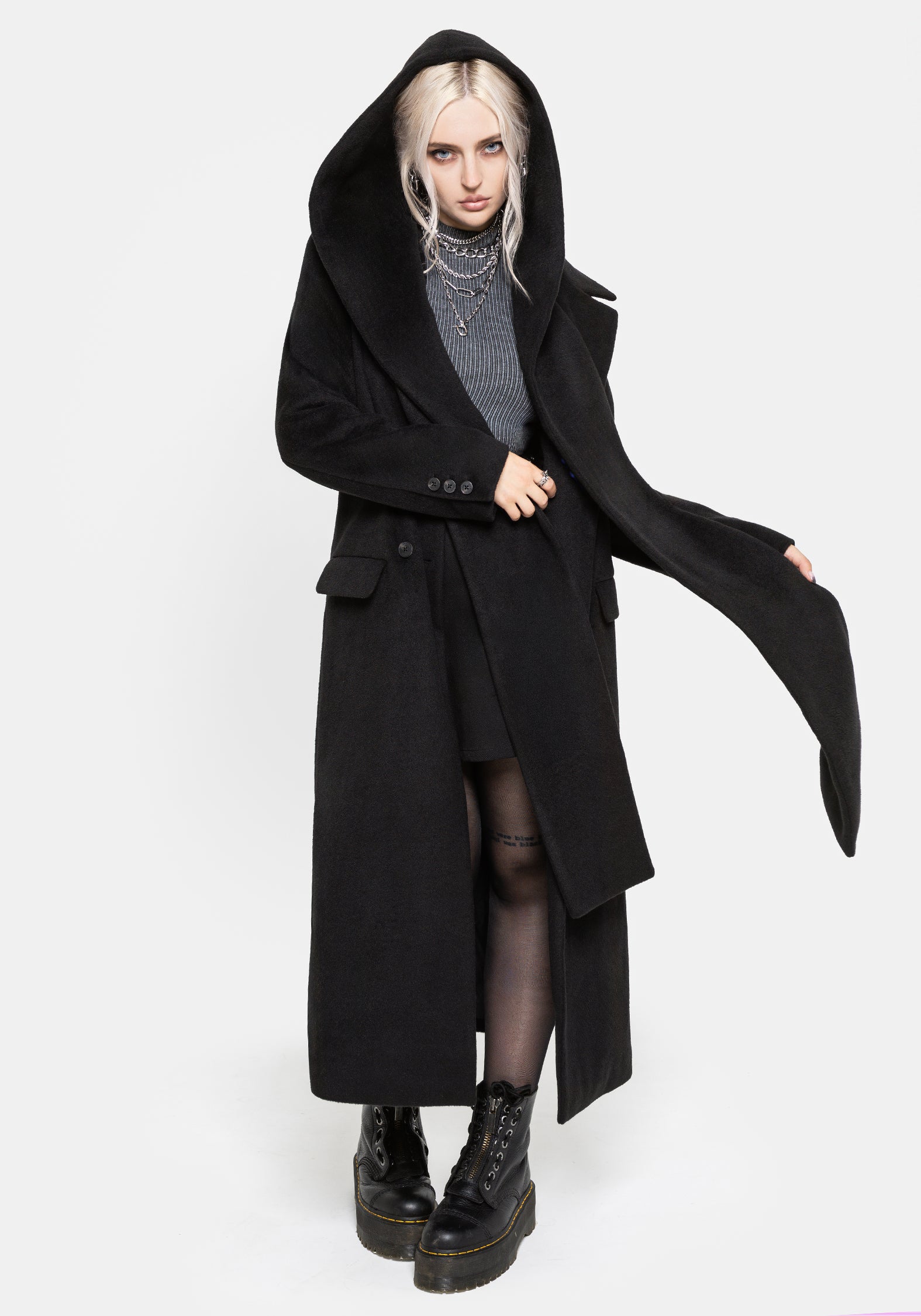 Lethe Mit Kapuze Scarf Lang geschnitten Mantel