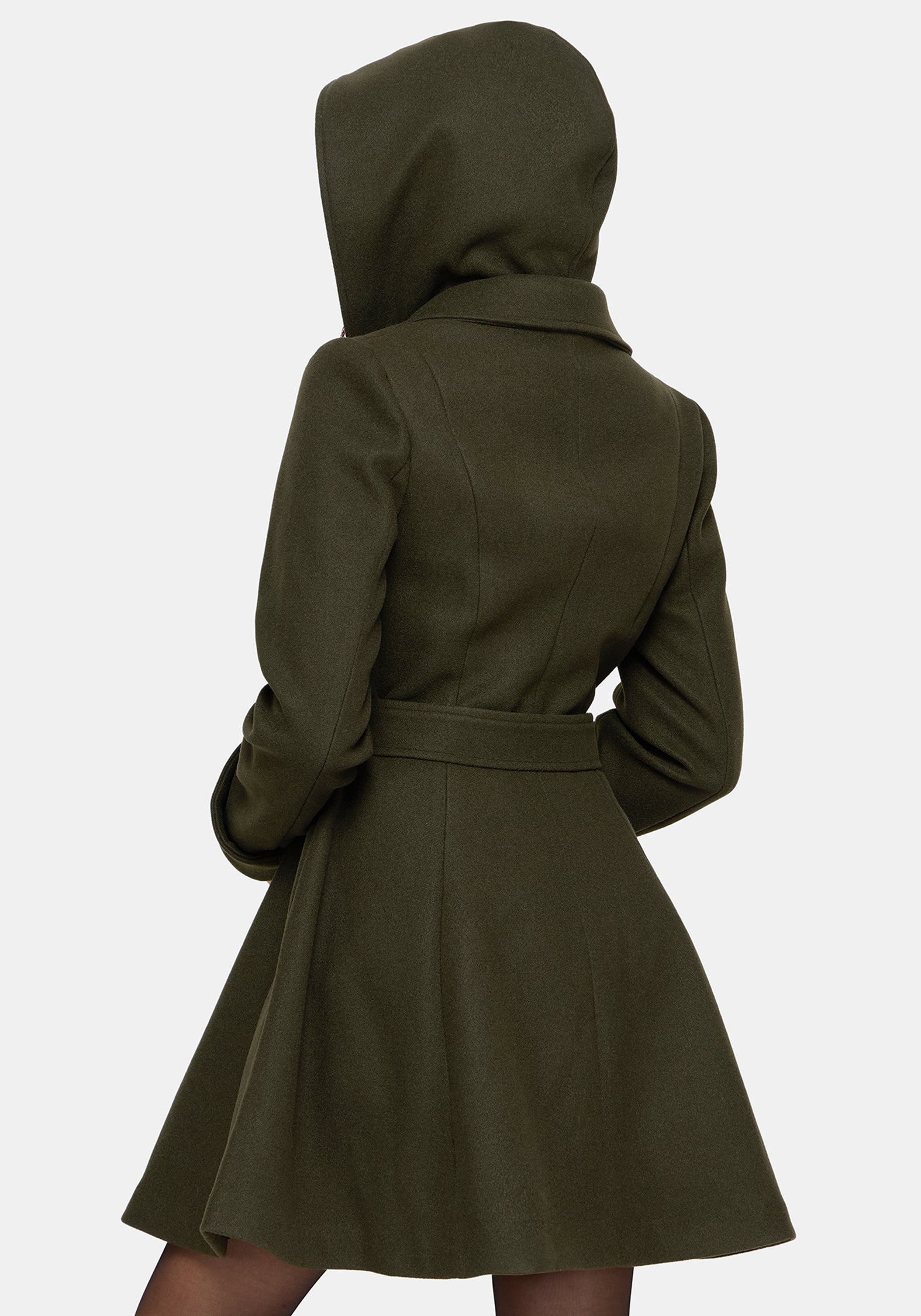 Cyrene Belted Removable Hood Coat