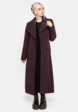 Abyss Bindung Taille Double Breasted Mantel With Schlange Brooch - Plum