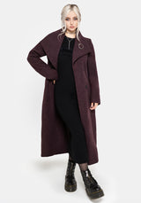 Abyss Bindung Taille Double Breasted Mantel With Schlange Brooch - Plum