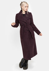 Abyss Bindung Taille Double Breasted Mantel With Schlange Brooch - Plum