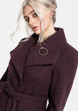 Abyss Bindung Taille Double Breasted Mantel With Schlange Brooch - Plum