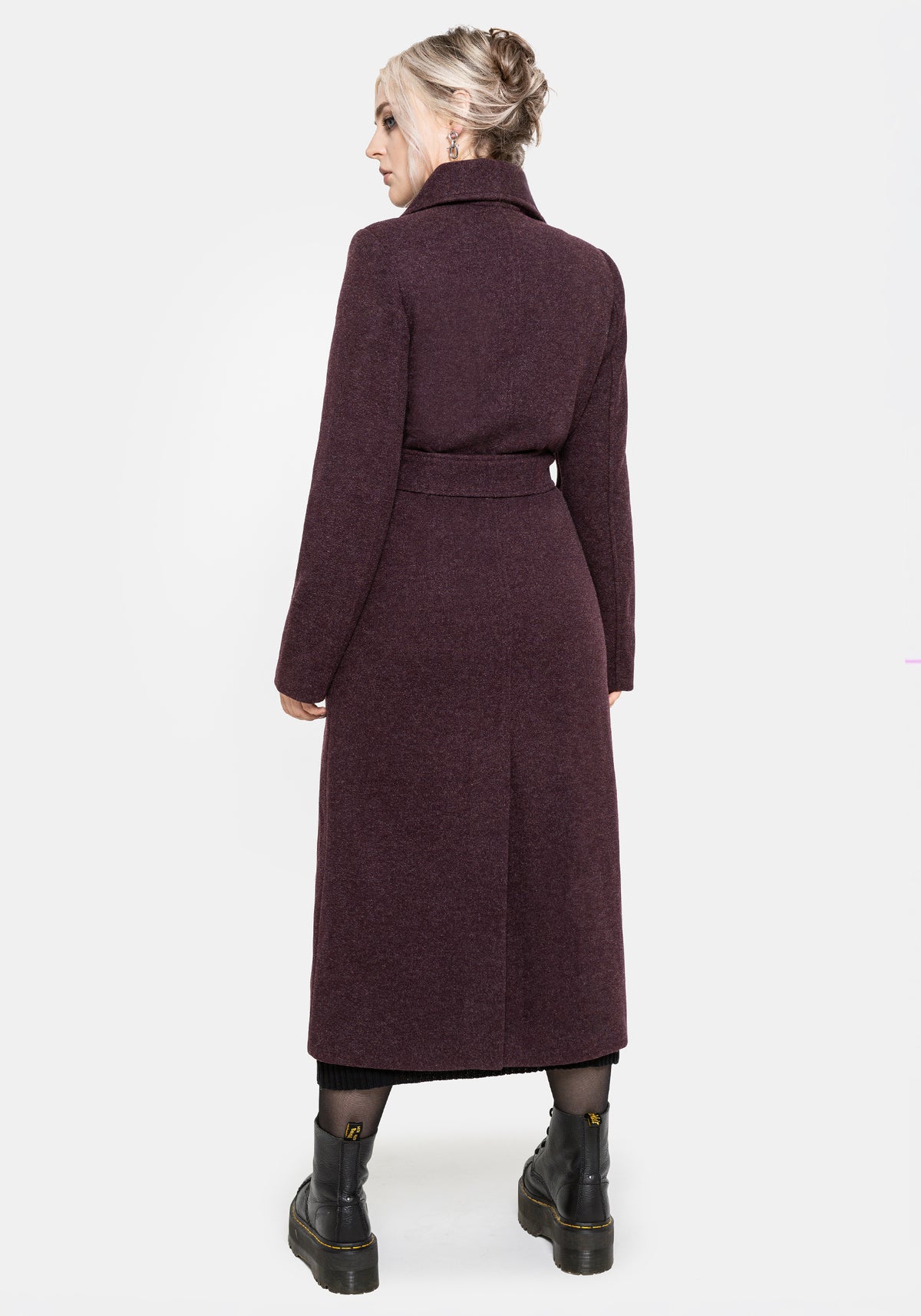 Abyss Bindung Taille Double Breasted Mantel With Schlange Brooch - Plum