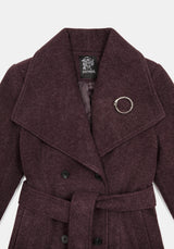Abyss Bindung Taille Double Breasted Mantel With Schlange Brooch - Plum