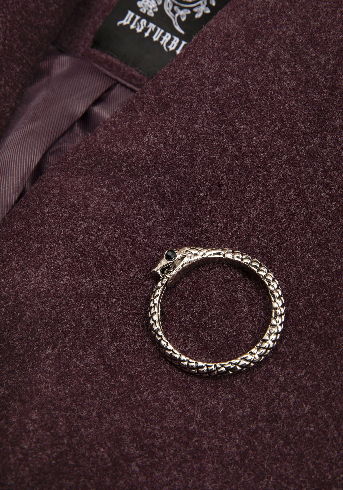 Abyss Bindung Taille Double Breasted Mantel With Schlange Brooch - Plum