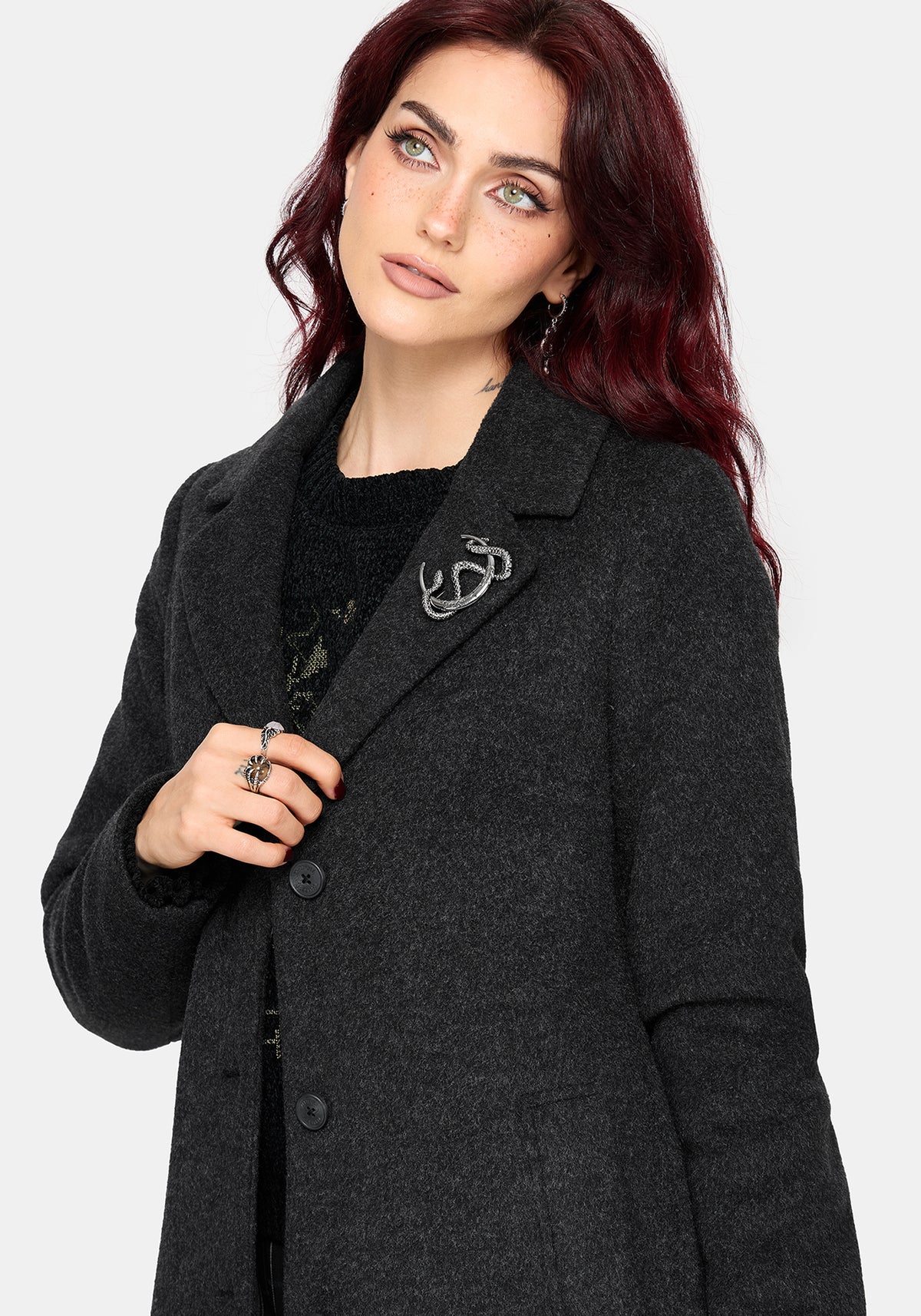 Albina Schlange Pin Lang geschnitten Mantel