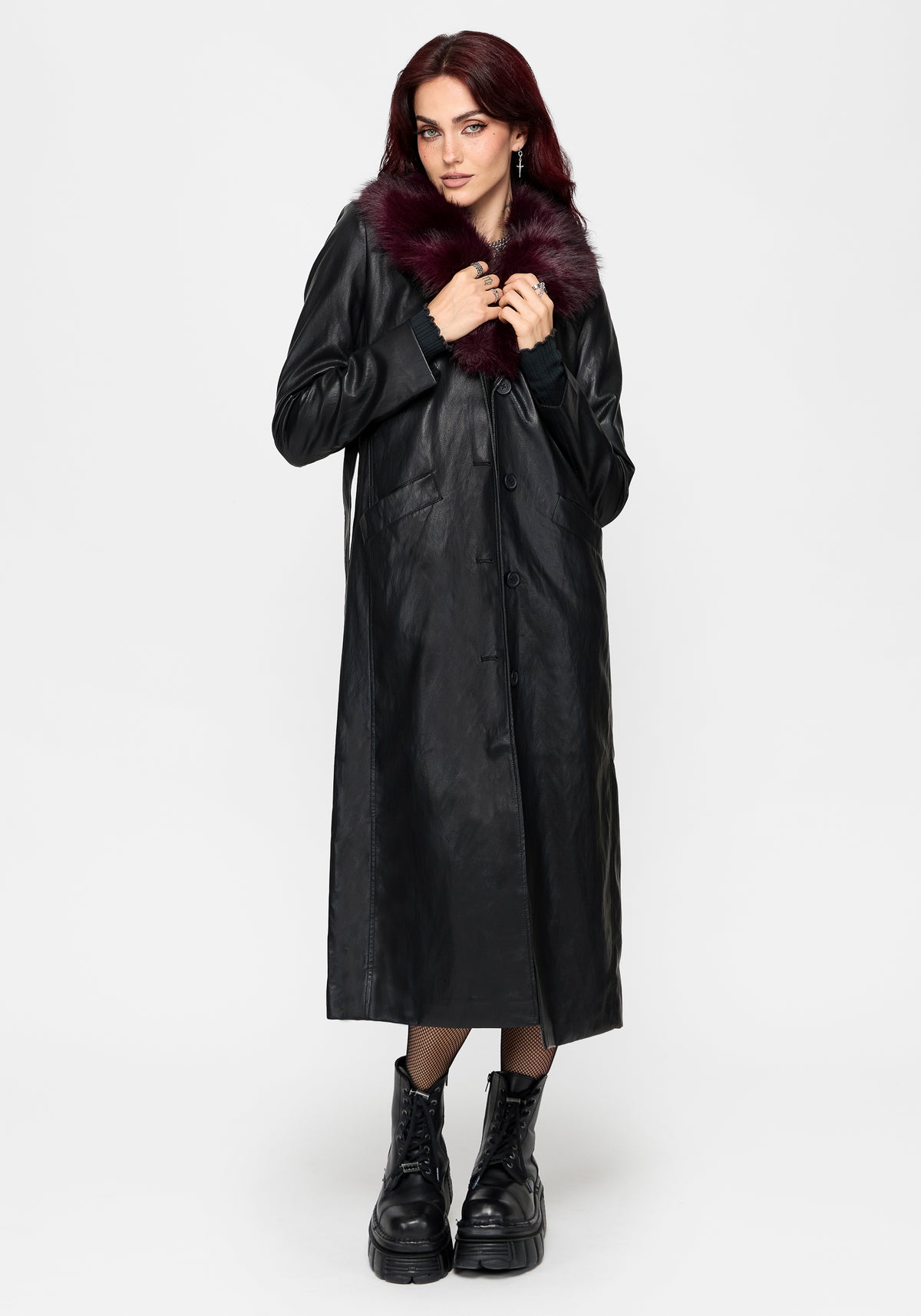 Effina Fur Collar Lang geschnitten Mantel