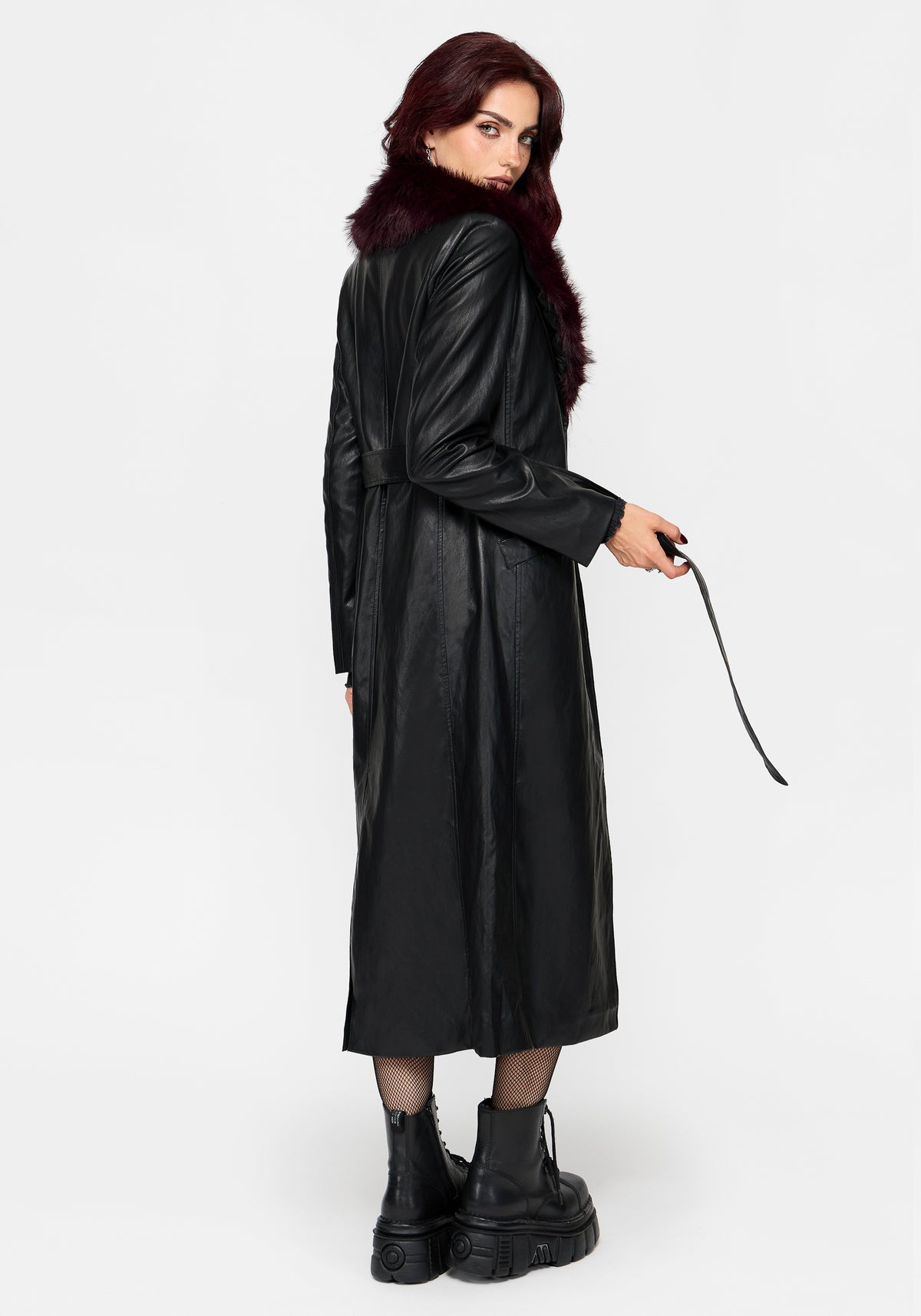 Effina Fur Collar Lang geschnitten Mantel