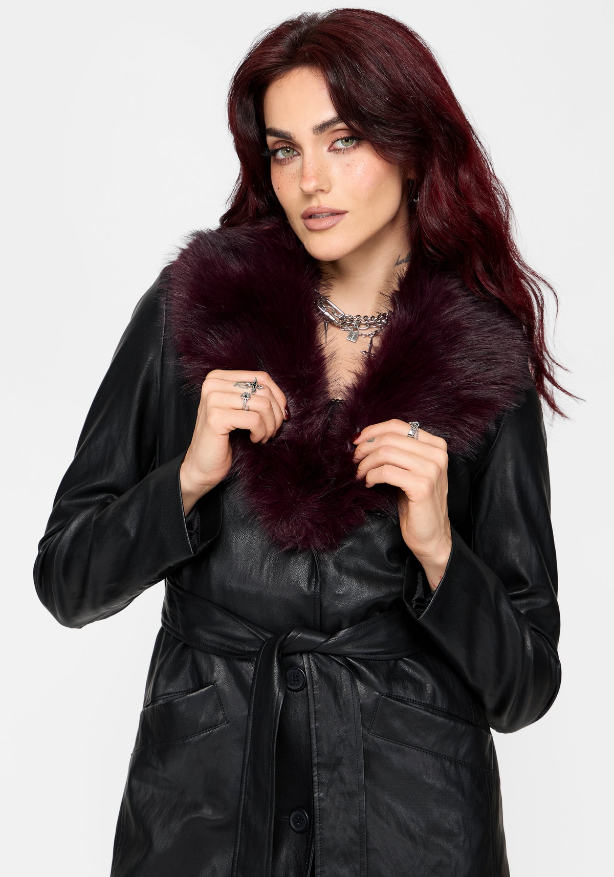 Effina Fur Collar Lang geschnitten Mantel