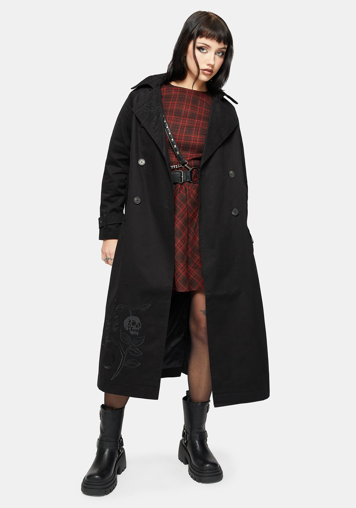 Poe Bestickt Trench Mantel