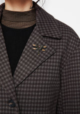 Pilgrim Gingham Langschnitt Mantel Mit Dragonfly Brosche