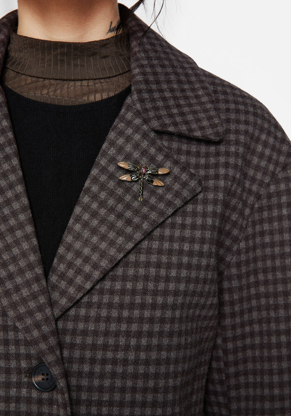 Pilgrim Gingham Langschnitt Mantel Mit Dragonfly Brosche