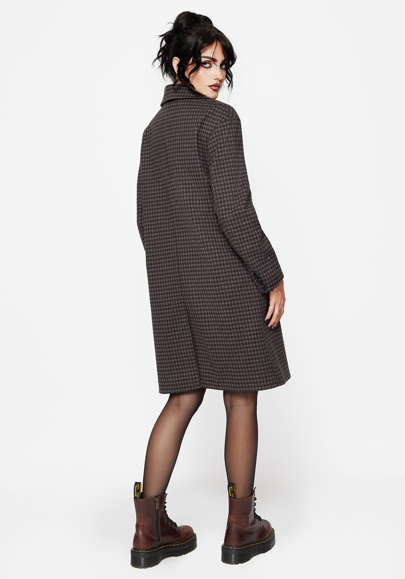 Pilgrim Gingham Langschnitt Mantel Mit Dragonfly Brosche