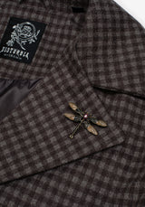 Pilgrim Gingham Langschnitt Mantel Mit Dragonfly Brosche