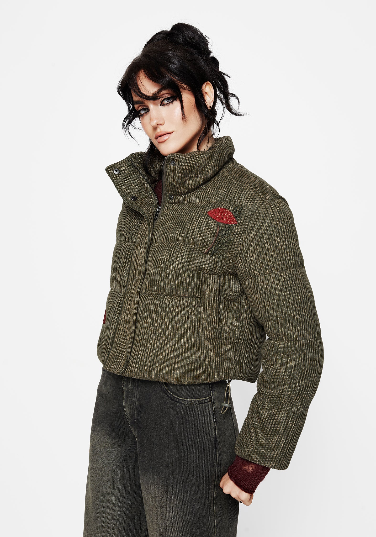 Sylvia Bestickt Gestrickt Bomber Jacke
