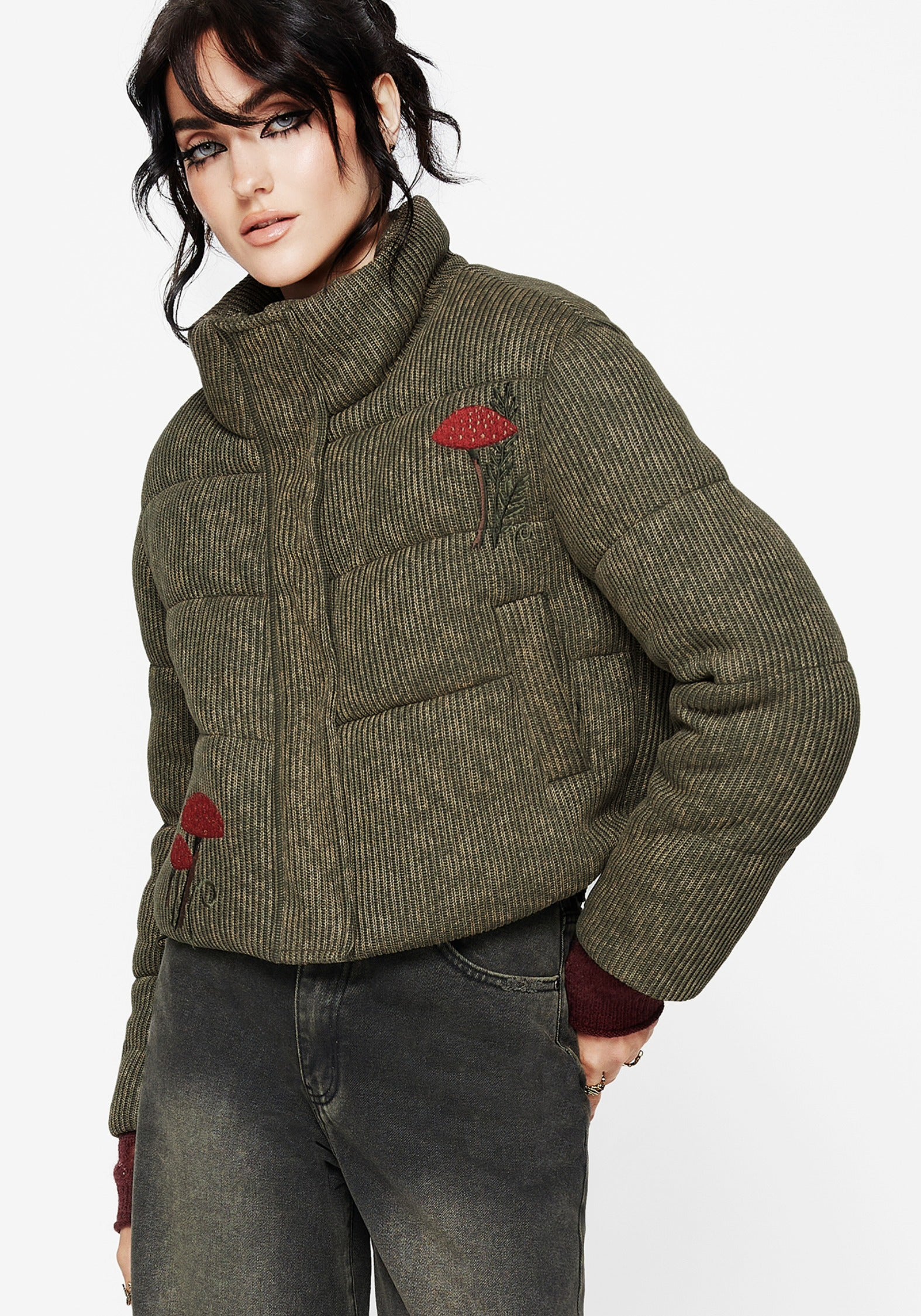 Sylvia Bestickt Gestrickt Bomber Jacke
