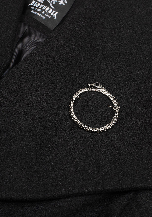 Abyss Krawatte Taille Doppelt Doppelreihig Mantel Mit Schlange Brosche -