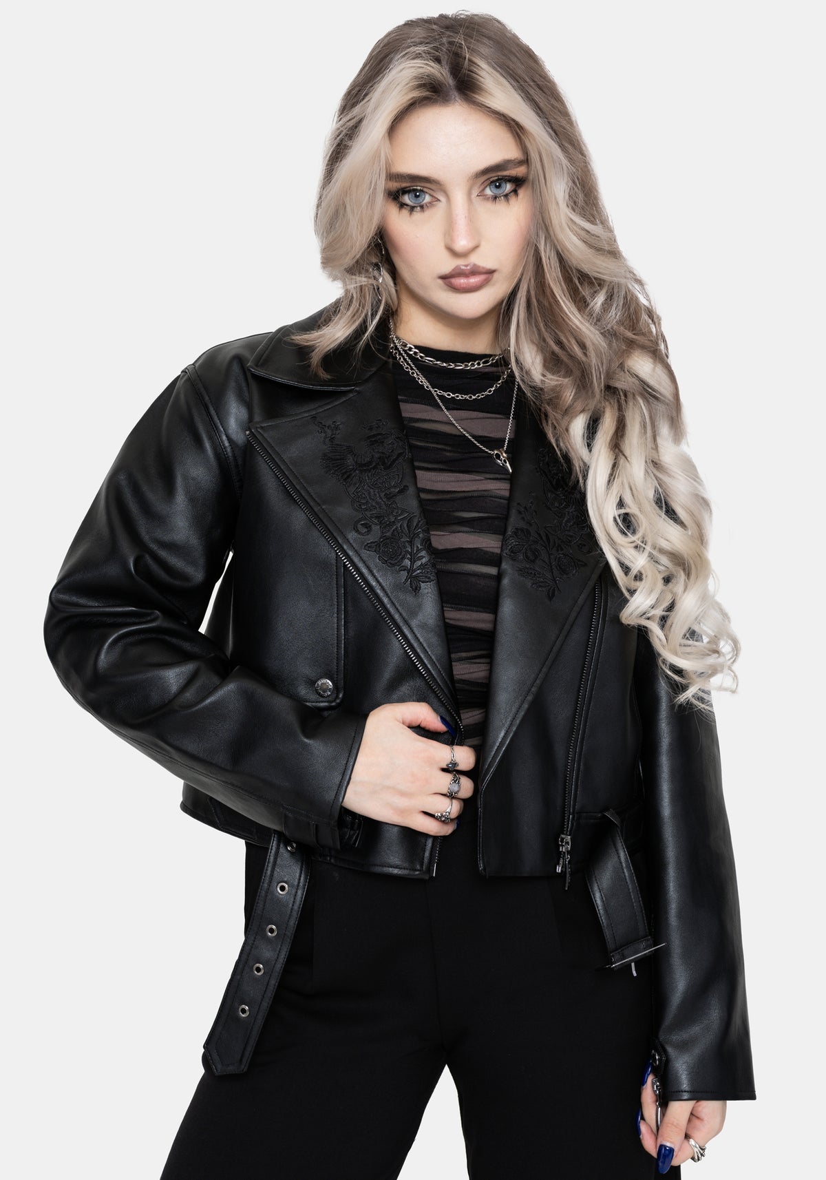 Clash Phönix Bestickt Kunst- Leder Jacke
