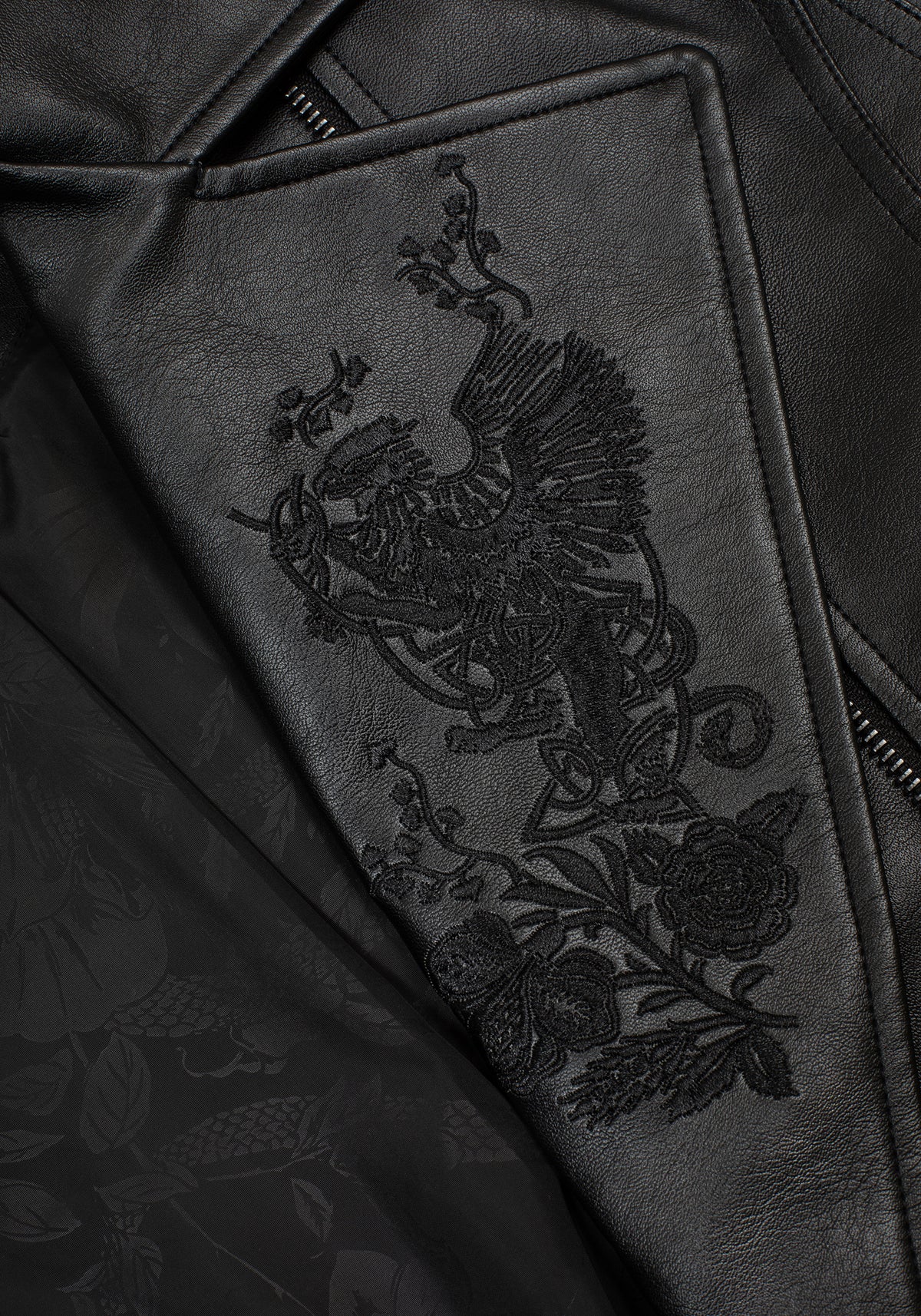 Clash Phönix Bestickt Kunst- Leder Jacke
