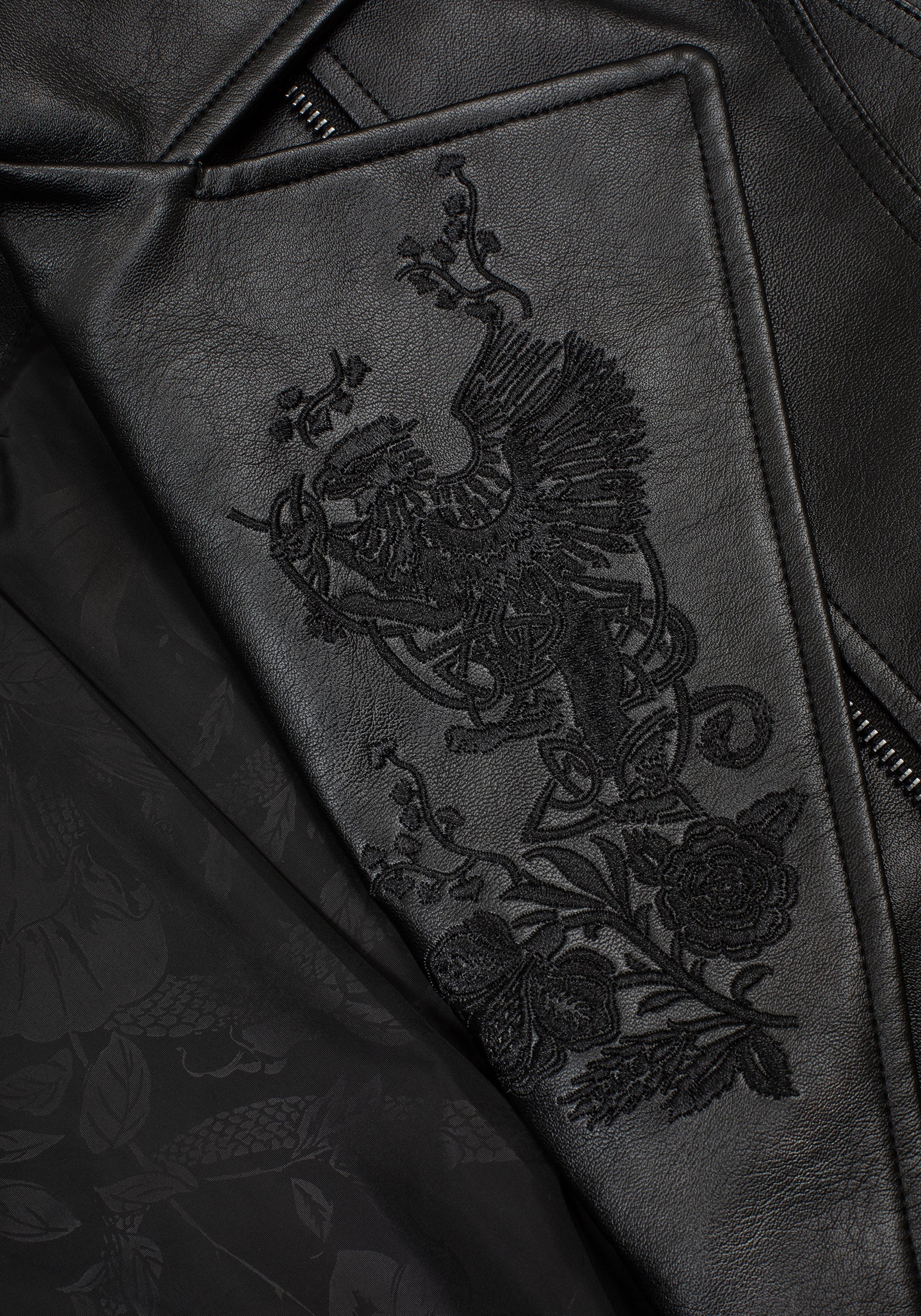 Clash Phönix Bestickt Kunst- Leder Jacke
