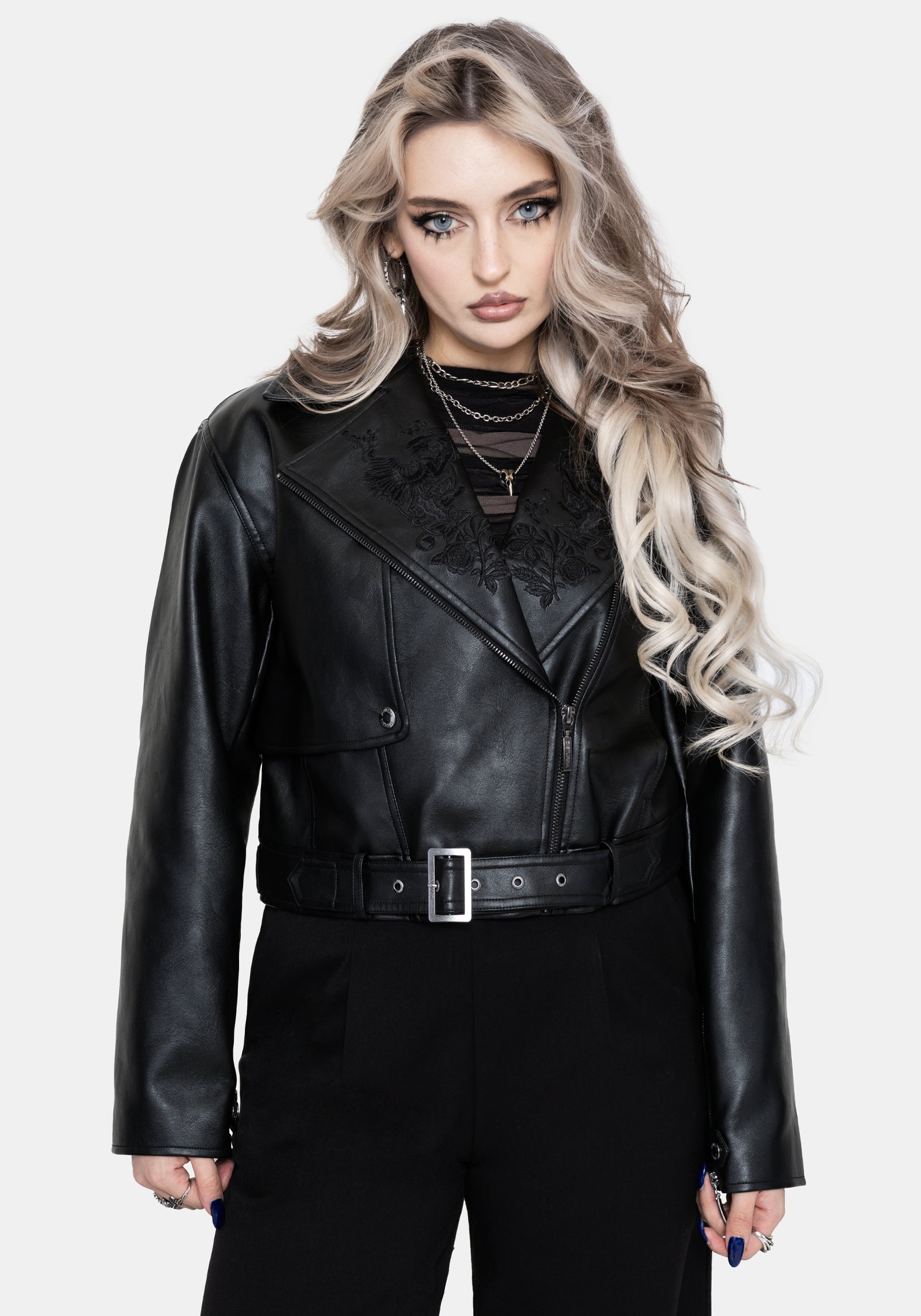 Clash Phönix Bestickt Kunst- Leder Jacke