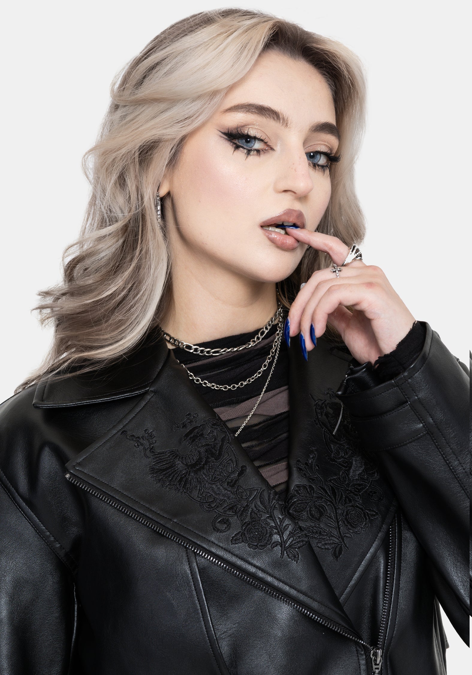 Clash Phönix Bestickt Kunst- Leder Jacke
