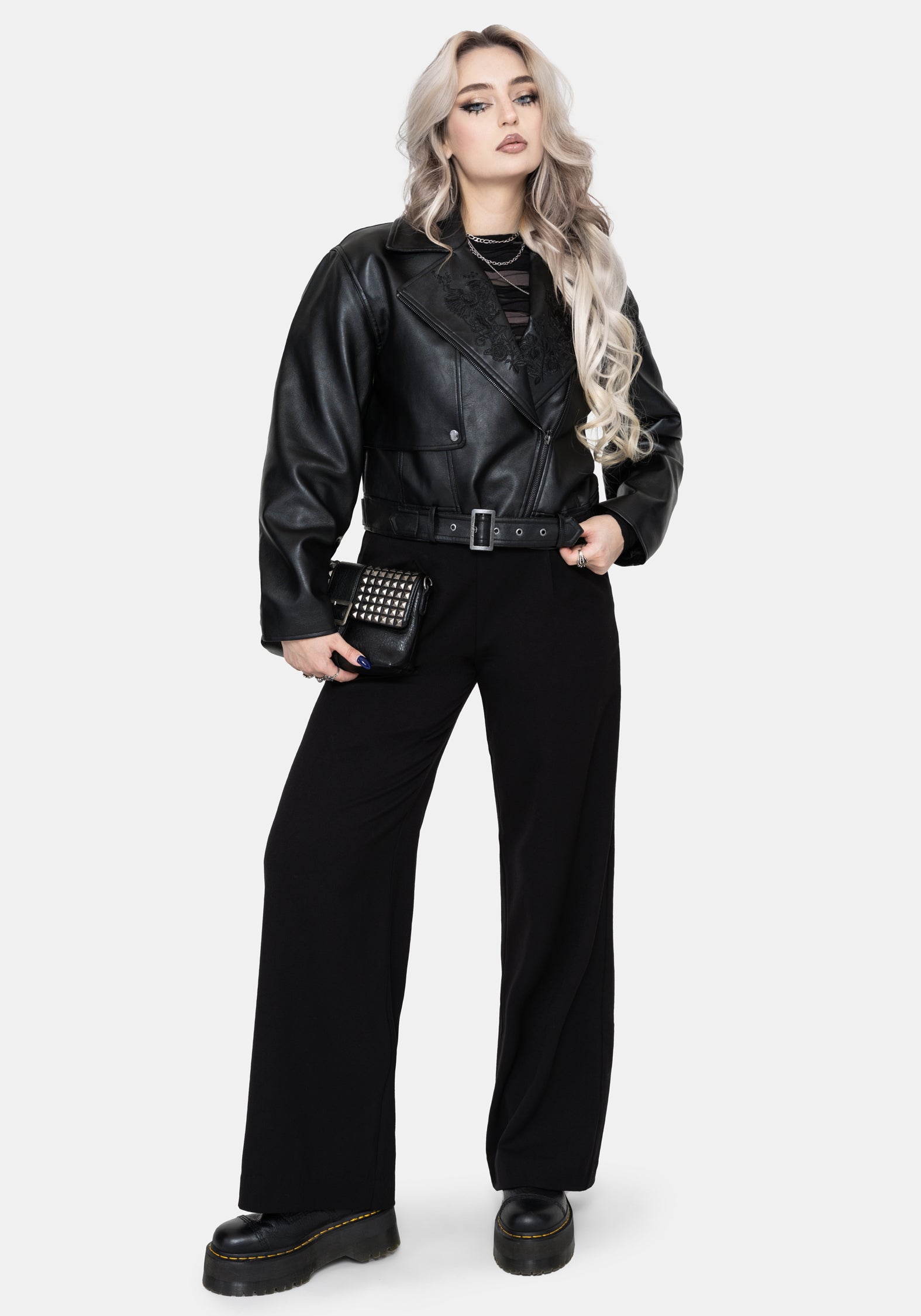 Clash Phönix Bestickt Kunst- Leder Jacke