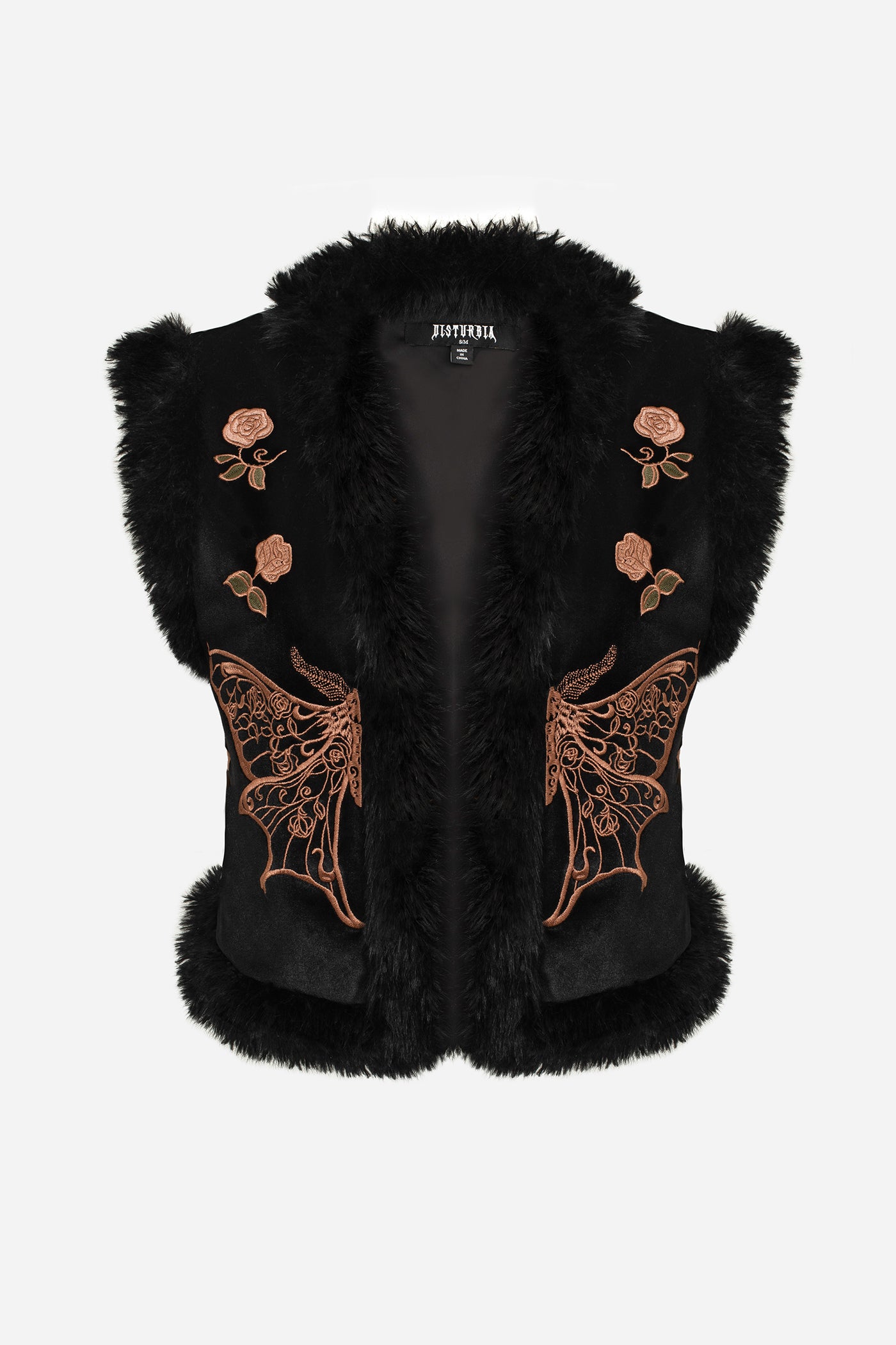 Maeve Faux Fur Embroidered Moth Gilet – Disturbia