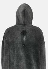 Aelin Schwert Applikation Kapuze Pullover Kleid - Schwarz