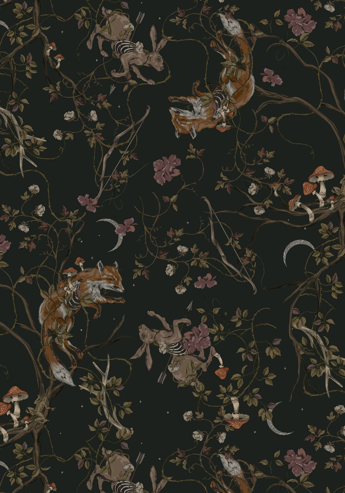 Renard Print Smocked Keyhole Midikleid