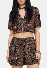 Mythos Print Tie Front Short