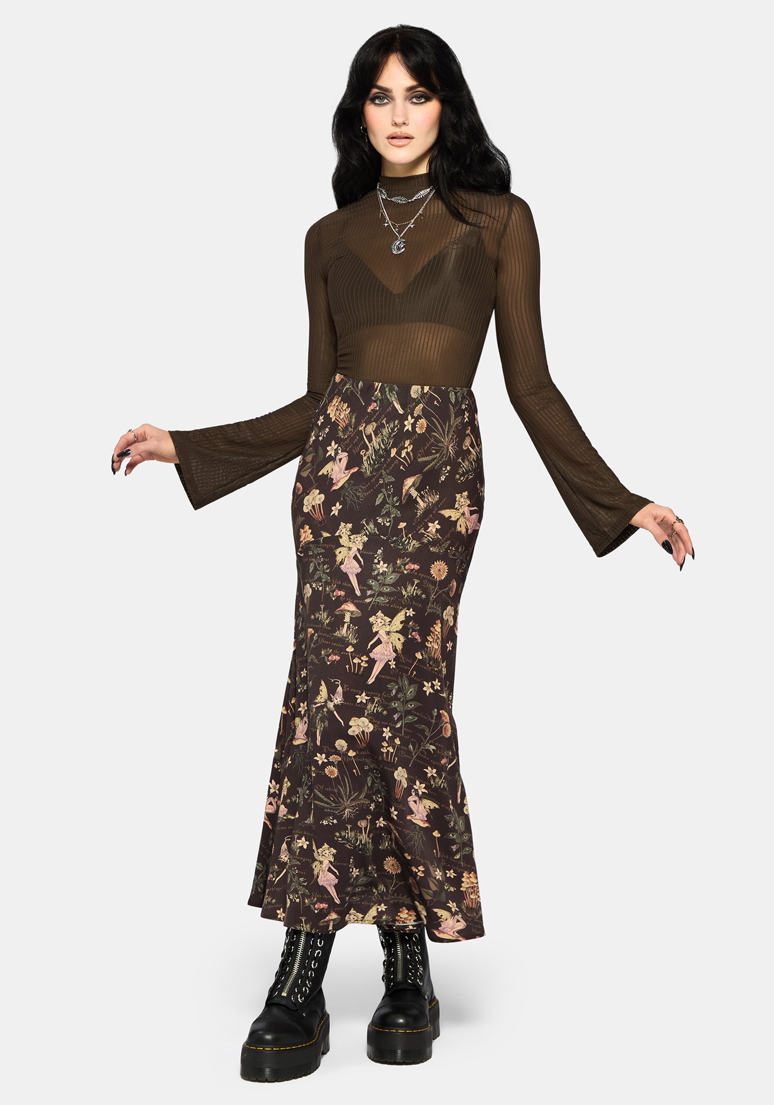 Faela Fairy Print Bias Cut Midaxi Skirt EU 34