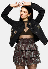 Dusha Garten Druck Chiffon Rüsche Mini Rock