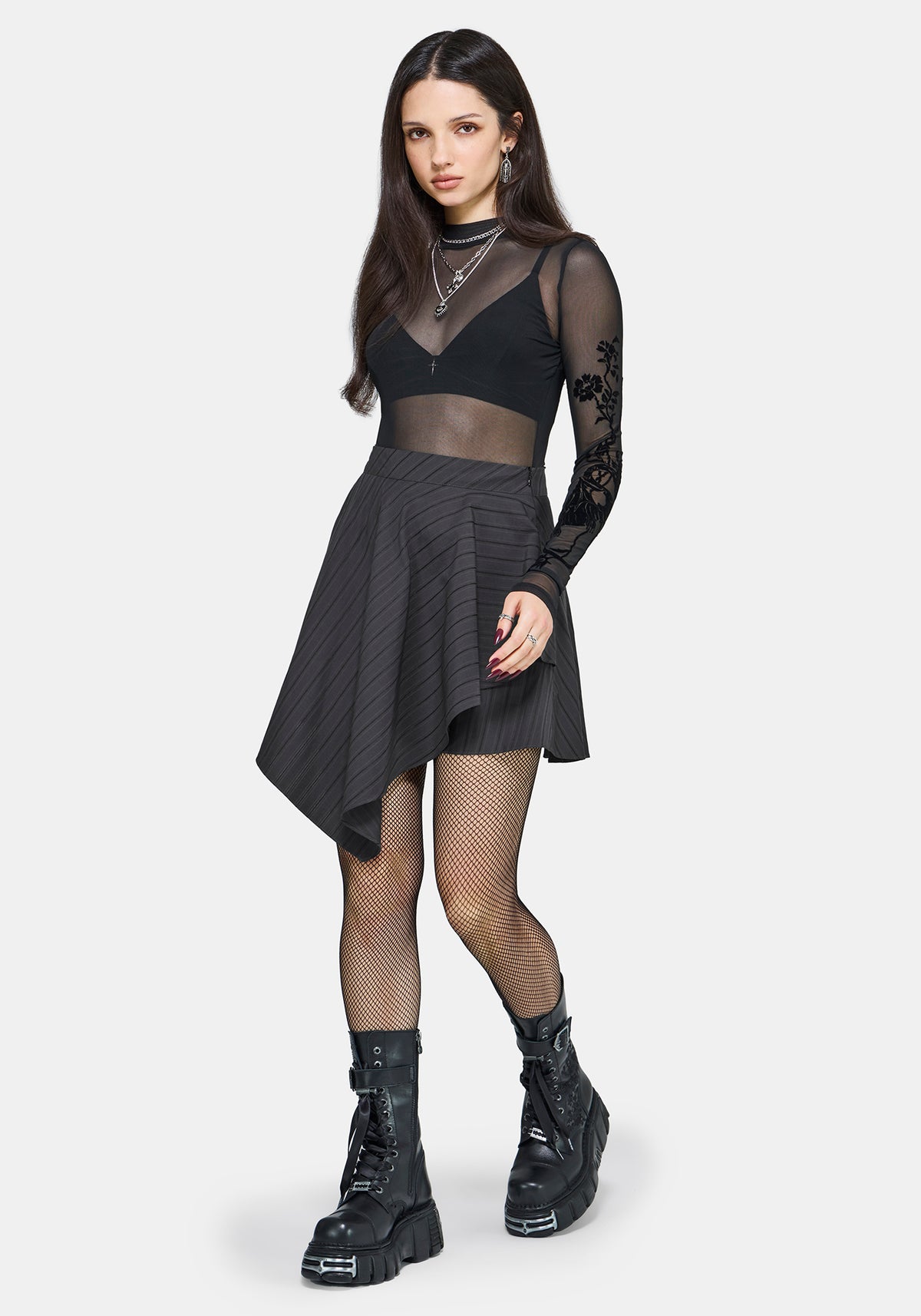 Allie Streifen Taschentuch Saum Mini Rock