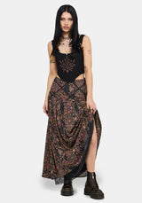Mythos Print Lace Detail Midaxi Skirt EU 34