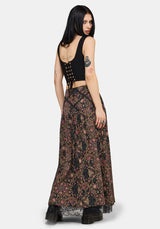 Mythos Print Lace Detail Midaxi Skirt EU 34