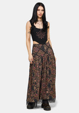 Mythos Print Lace Detail Midaxi Skirt EU 34
