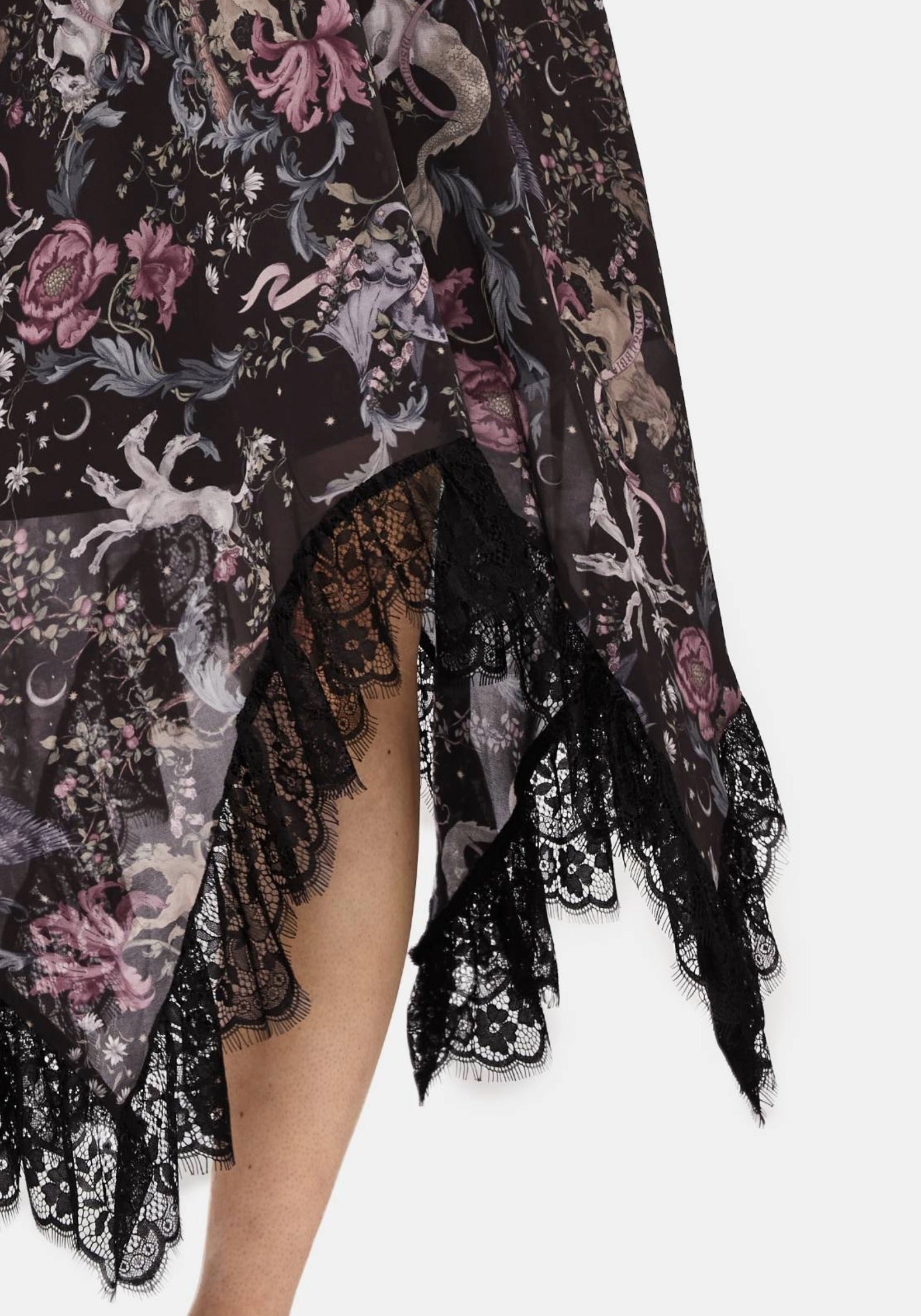 Merunicorn Enchanted Wald Chiffon Druck Midi Rock