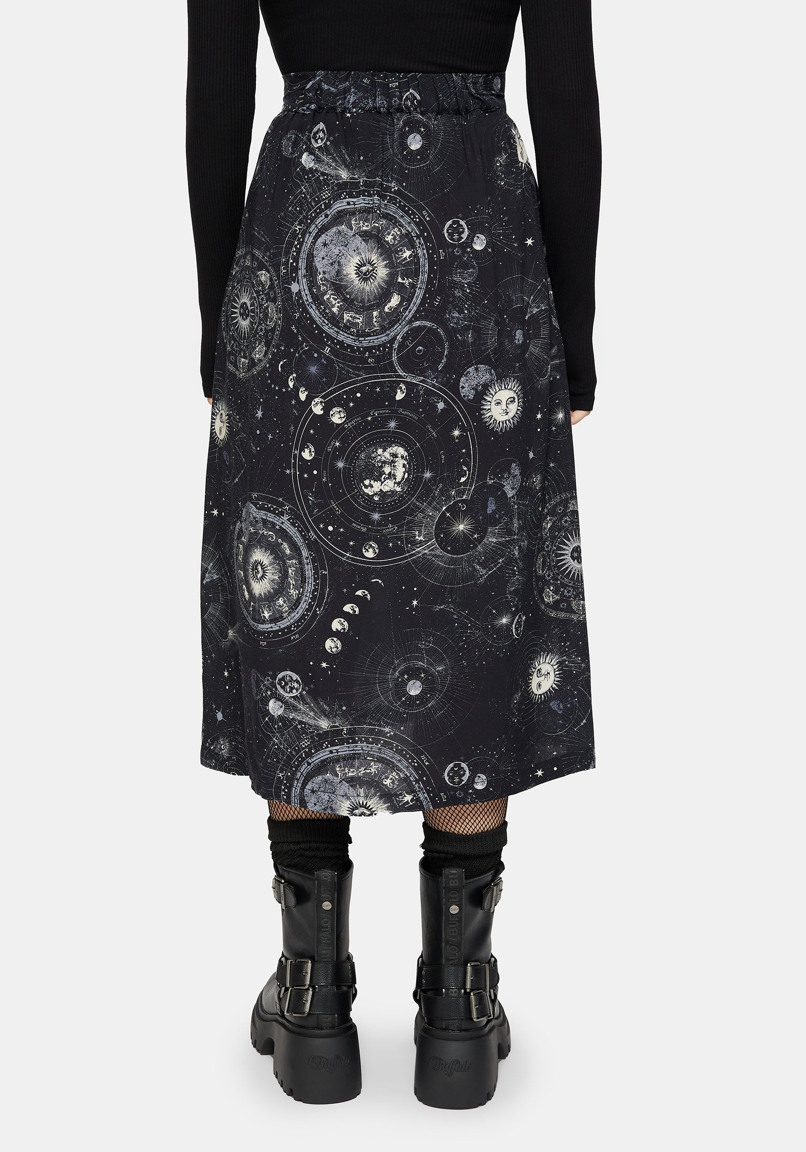 Elise Celestial Druck Knopf Runter Midi Rock