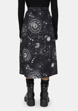 Elise Celestial Print Button Down Midi Skirt