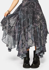 Gaia Celestial Print Chiffon Hanky Hem Skirt