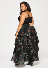Anara Fruit Print Tiered Skirt