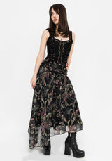 Dionaea Flytrap Print Asymmetric Midaxi Skirt