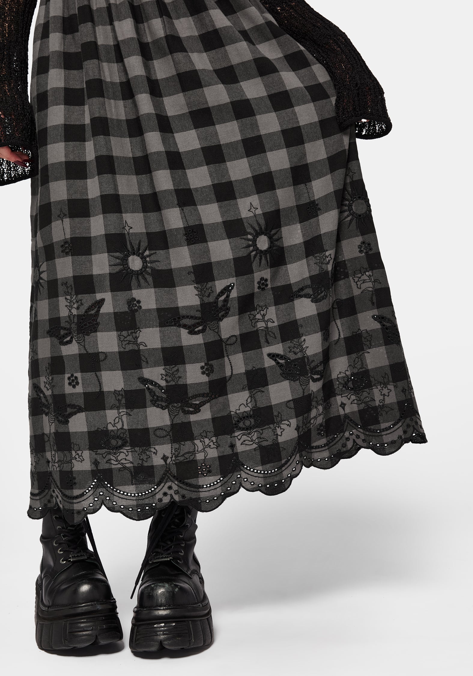 Ashwing Check Broderie Midaxi Skirt