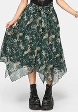 Renard Print Chiffon Hanky Saum Midirock