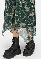 Renard Print Chiffon Hanky Saum Midirock