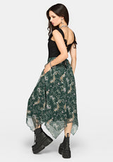 Renard Print Chiffon Hanky Saum Midirock