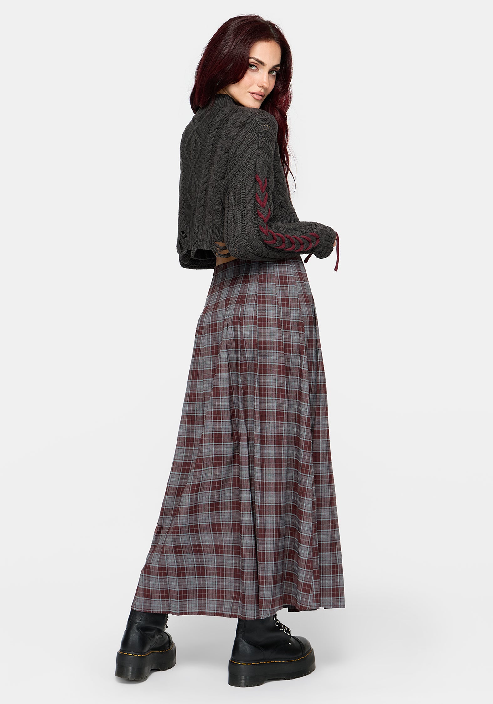 Aimil Check Midaxi Skirt