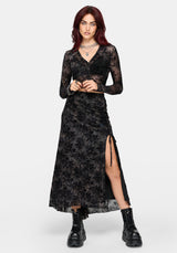 Zuri Lace Beflockt Gerafft Midaxi Rock