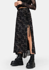 Zuri Lace Beflockt Gerafft Midaxi Rock